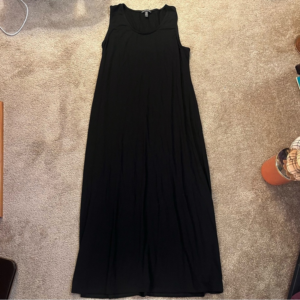 Eileen Fisher Black Midi Dress Size Medium